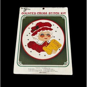 Vintage Mrs. Claus Baking Cookies Christmas NEW Counted Cross Stitch Kit